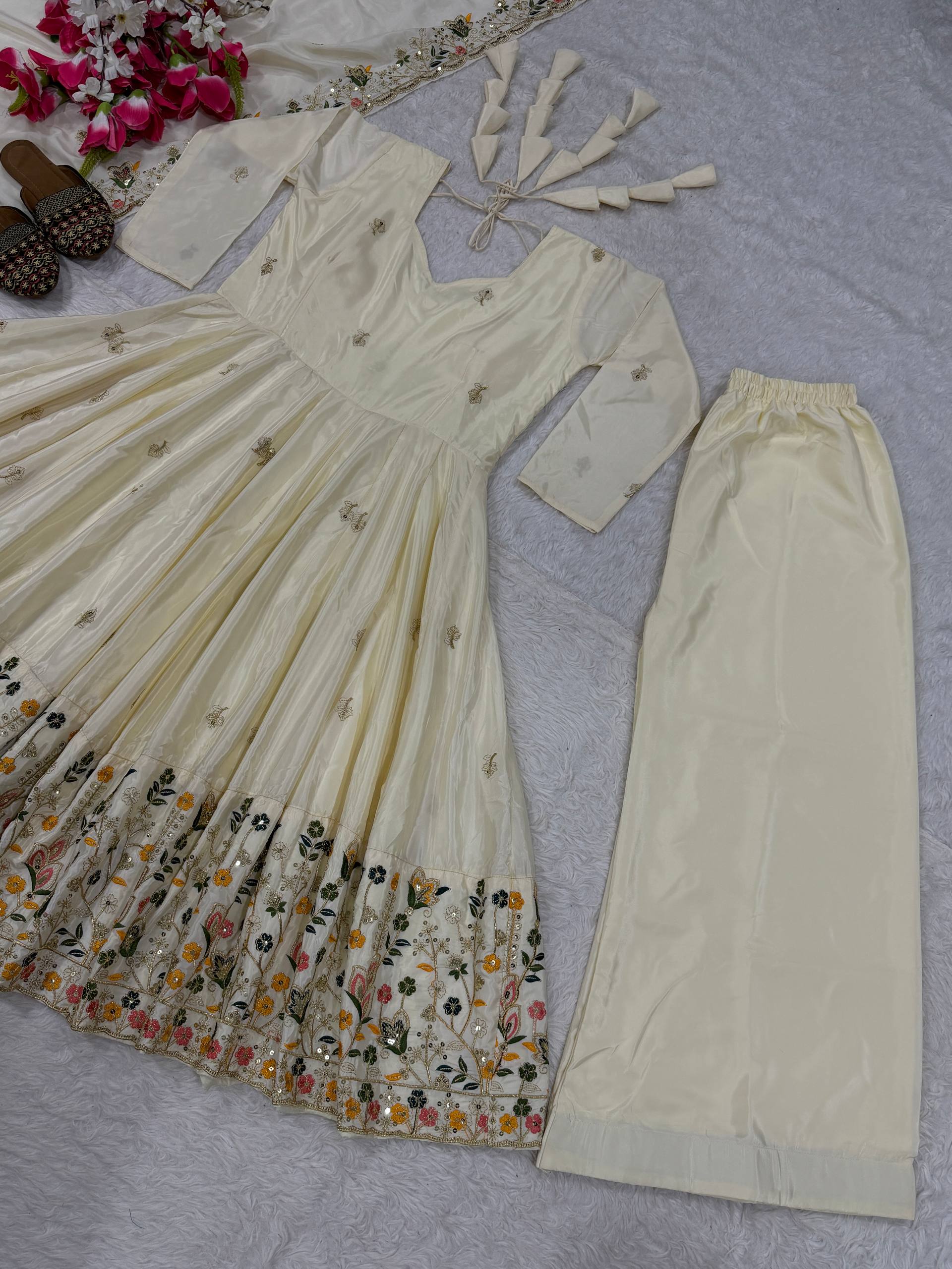 The Radiant Mustard Botanical-Hem Anarkali